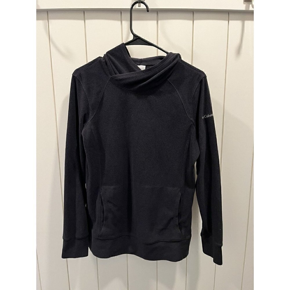 Columbia Womens Medium M Fleece Hoodie Pullover Black Lightweight Jacket Outdoor